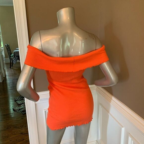 SOLD OUT NWT FASHION NOVA Mini Orange Dress L - Picture 6 of 7